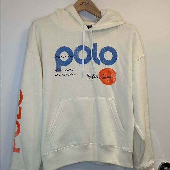 Polo Ralph Lauren Logo & Wave Graphic Fleece Hoodie - Picture 6 of 7